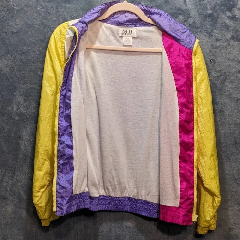 Vintage SFO San Francisco Originals Colorblock Windbreaker Jacket Purple Pink M